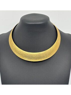 Vintage Milor Italy Brushed Textured Bronze Collar Torque Choker Necklace Signed